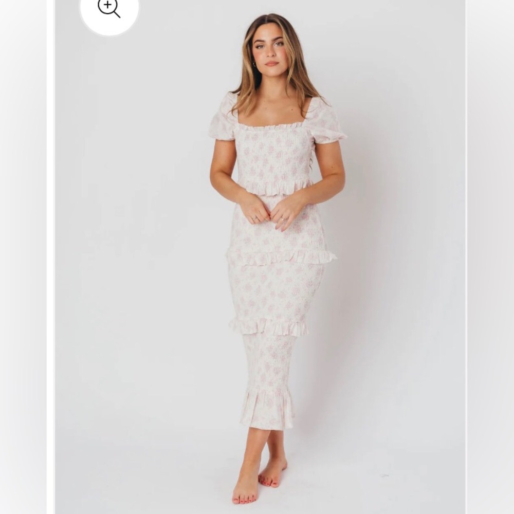 Worth Collective Ada Smocked Dress in Pink Floral